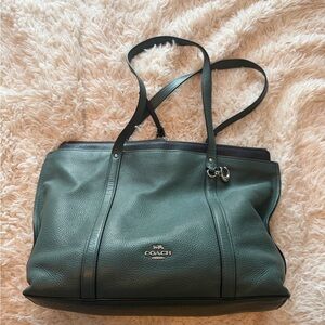 Coach Green Leather Tote Bag